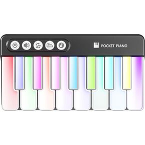 Mini Piano Keyboard for Toddlers, Baby Piano Musical Toy w/ Adjustable Volume and Lights, 15 Melodies, Learning Mode, 3 Sound Effects – Portable Kid Pianos Toy Gift for Baby, Toddler, Kid, Adults