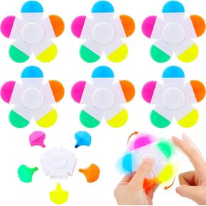 Geyee 6 Pieces Petals Highlighters Assorted Colors Back to School Flower Shape Watercolor Finger Highlighter Pens 5-in-1 Fluorescent Pens for Office School Stationery Aesthetic Supplies, 5 Colors