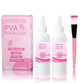 PH Neutral PVA Glue Book Binding, Acid-Free Book Binding Glues Repair Kit, Dries Clear and Remains Flexible, Used for Bookbinding and Book Repair, Framing, Collages, Paper Crafts