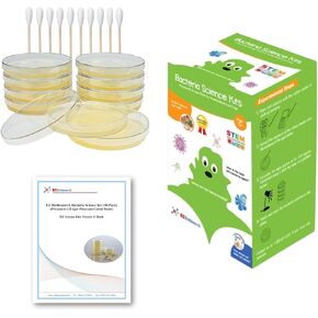 مجموعة علوم البكتيريا (IV) (حزمة الهدايا): لوحات LB-Agar مسبقة ومسحات القطن. كتاب إلكتروني معرض علوم مجاني حصري معبأ بتجارب حائزة على جوائز. (حزمة الهدايا الرابعة)