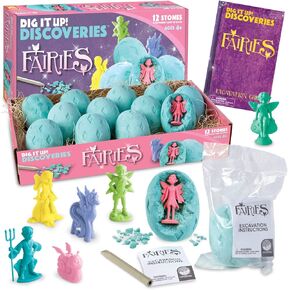 MindWare Dig It Up! Discoveries Fairies Dig Kit – 12 Surprise Eggs and 12 Fairies Toys for Girls & Boys - Great for Birthday Party Kids Activities - Ages 4 and Up