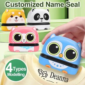 ​​Zest Line Waterproof Kids Name Stamp - Customizable Fabric Labels for Clothes, Cups & School Supplies | 24 Reusable Designs, Personalized Daycare Essentials (2.2x1.7 Inch)​