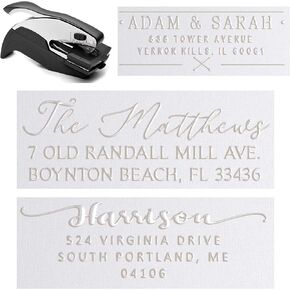 Personalized Custom Address Embosser Seal Desk Handheld Wedding Invitation Seal Embosser Personalized Customized 2" x 1" (Rectangle Embosser4)