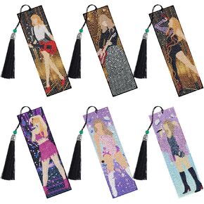 Singer Diamond Art Bookmarks - 6 Pcs DIY Pop Star Diamond Painting Bookmarks Kits Aesthetic Art Craft Festival Holiday Birthday Gift for Book Lovers Adult Beginners Fans Music Lover