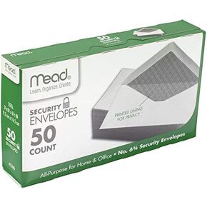Mead 3-5/8 in. W x 6-1/2 in. L No. 6 3/4 White Security Envelope 50 pk - Total Qty: 1; Each Pack Qty: 50; Total Items Rec: 50
