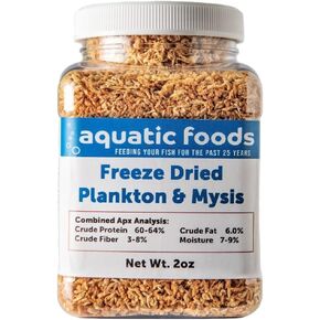 Aquatic Foods Inc. Plankton & Mysis shrimp -freeze المجفف العائم/mysis لمشاة البحرية ، الشعاب المرجانية ، شقائق النعمان ، أسماك Koi & Pond ، cichlids ، جميع الأسماك الاستوائية ... 2oz جرة صغيرة