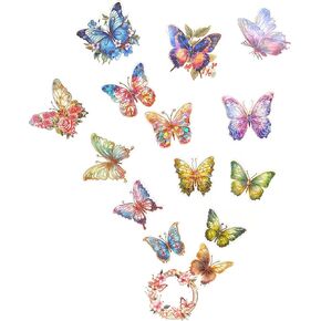 Sparkly Dragonfly Stickers - 30 Pcs Clear PET Glitter Holographic Insect Stickers for Scrapbook, Journal, Junk Journal, Collage - Waterproof Transparent for Resin, Craft & Scrapbook Supplies