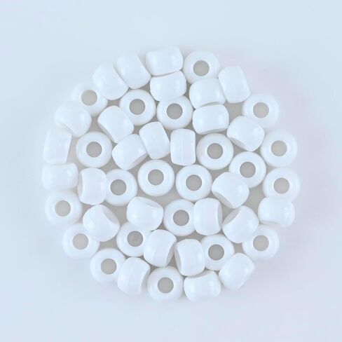 LELULIM ™ 1000 PC PONY BEADS غير شفاف 3in / 9mm. (أبيض) in Saudi Arabia