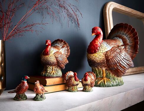 Spode 3.5" Pheasant-Shaped Salt and Pepper Shakers - Dolomite Ceramic Farmhouse Décor for Formal Dining, Decorative Salt & Pepper Set with Easy Refill Bottom Stoppers, Ideal for Thanksgiving Table in Saudi Arabia