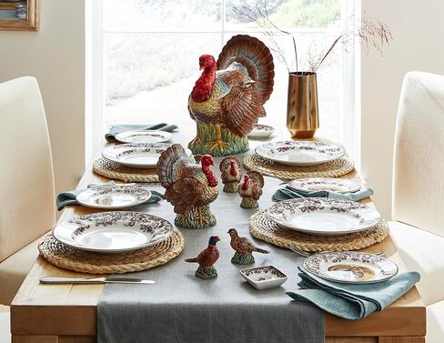 Spode 3.5" Pheasant-Shaped Salt and Pepper Shakers - Dolomite Ceramic Farmhouse Décor for Formal Dining, Decorative Salt & Pepper Set with Easy Refill Bottom Stoppers, Ideal for Thanksgiving Table in Saudi Arabia