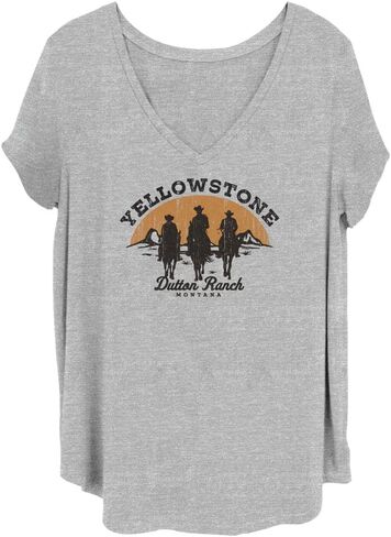 Yellowstone Women's Size Dutton Ranch Junior's Plus V-Neck Tee Shirt in Kuwait