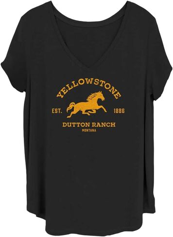 Yellowstone Women's Size Dutton Ranch Junior's Plus V-Neck Tee Shirt in Kuwait
