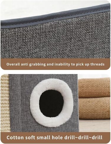 Cat Beds for Indoor Cats, Large Cat House Foldable Cat Cave with Scratch Pad and Hanging Fluffy Ball, Reversible Cushion Hideaway for Pet Cats, 16.5x16.5x13.2 inches, Multi Small Pet (Dark Grey, L) in Saudi Arabia