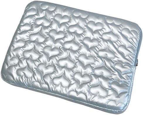 Puffy Y2K Laptop Sleeve Quilting Heart Patterned Shiny Laptop Case Comfyable Portable Notebook Cover 11-15.6 Inch (15-15.6 Inch,Grey) in Saudi Arabia