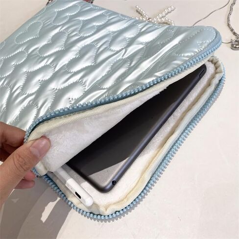 Puffy Y2K Laptop Sleeve Quilting Heart Patterned Shiny Laptop Case Comfyable Portable Notebook Cover 11-15.6 Inch (15-15.6 Inch,Grey) in Saudi Arabia