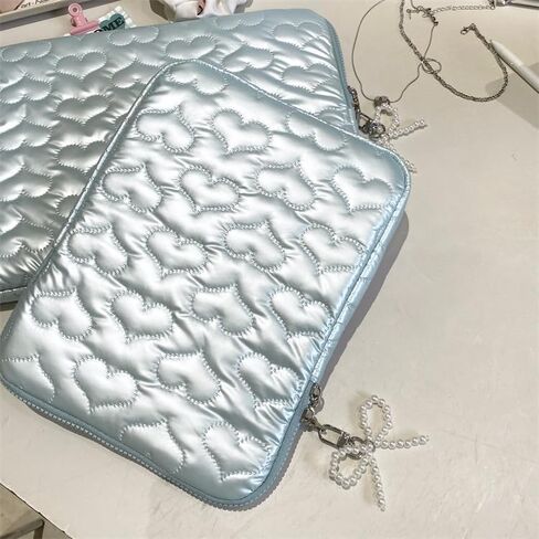 Puffy Y2K Laptop Sleeve Quilting Heart Patterned Shiny Laptop Case Comfyable Portable Notebook Cover 11-15.6 Inch (15-15.6 Inch,Grey) in Saudi Arabia