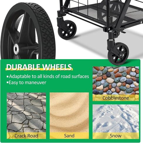 عربة تسوق ذات طبقتين مع عجلات عربة بقالة قابلة للطي مع سلال مزدوجة قابلة للإزالة، عربة غسيل دوارة 360 درجة، عربة أدوات صغيرة للحيوانات الأليفة للبقالة مع بطانة من قماش أكسفورد، أسود in Kuwait