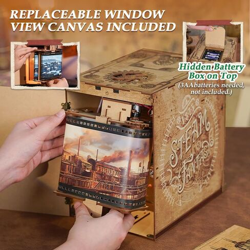 Tonecheer DIY Book Nook Kit للبالغين ، Miniature Infinity Train Cabin Model Magical Vintage Carriage ، Wooden 3D Puzzle Dollhouse Booknook Decorative Bookend Gifts (رحلة سحرية) in Kuwait