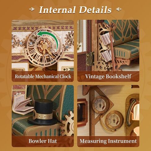 Tonecheer DIY Book Nook Kit للبالغين ، Miniature Infinity Train Cabin Model Magical Vintage Carriage ، Wooden 3D Puzzle Dollhouse Booknook Decorative Bookend Gifts (رحلة سحرية) in Kuwait