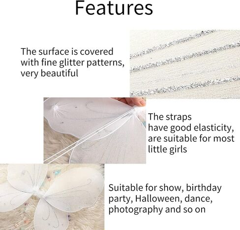 Fairy Girls Wings for Girls, Sparkle Angel Wings Butterfly Girl Wing for Birhday Party Halloween Costume Dress Up in Saudi Arabia