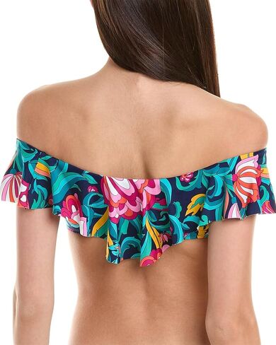 Trina Turk Women's Standard India Garden Off Shoulder Ruffle Bandeau Bikini Top-Swimwear Separates in Saudi Arabia