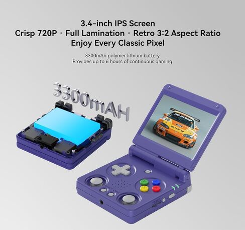 RG34XXSP, Retro Gaming Console – Flip Design, 3.4'' IPS Screen, 64G TF Card, Portable Handheld Style (Black 64G) in Saudi Arabia