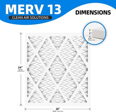 (عبوتان) 20 × 24 × 1 مرشحات هواء للفرن، MPR 1900 & FPR 10، مرشح هواء مطوي MERV 13 (الحجم الفعلي: 19.38 بوصة × 23.38 بوصة × 0.75 بوصة) in Kuwait