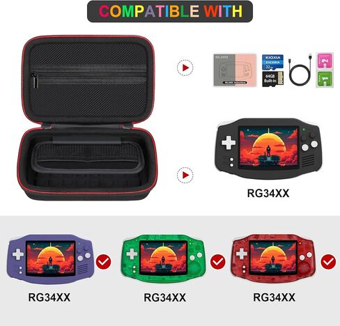 حالة حمل شاقة لـ RG34XX Retro Game Game Console ، حامل تخزين سفر للألعاب الرجعية مع حقيبة شبكية لبطاقة SD ، كابل شحن USB ، دليل المستخدم ، الأسود in Kuwait