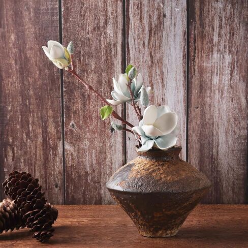 Small Stone Vase for Rustic Home Decor, Farmhouse Antique Pottery Vase Furniture&Table Flower Decorative, Round Terracotta Vase for Living Room Decor, Modern Rustic Concrete Clay Art Vases in Kuwait