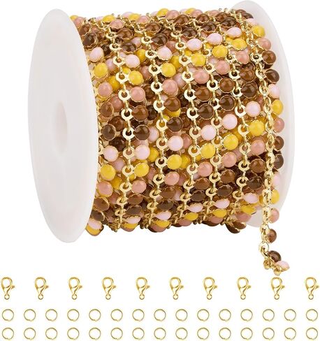 UMAOKANG 3 Meters 18K Gold Plated Chains for Jewelry Making Multicolored Enamel Bulk Chain on Spool in Saudi Arabia
