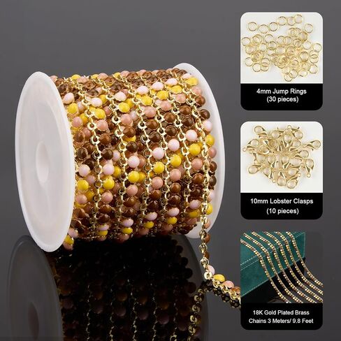 UMAOKANG 3 Meters 18K Gold Plated Chains for Jewelry Making Multicolored Enamel Bulk Chain on Spool in Saudi Arabia