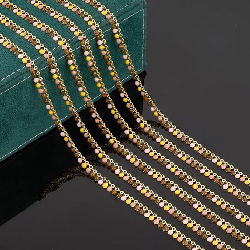 UMAOKANG 3 Meters 18K Gold Plated Chains for Jewelry Making Multicolored Enamel Bulk Chain on Spool in Saudi Arabia