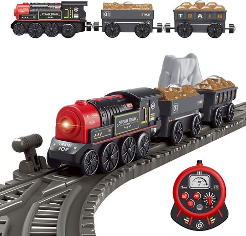 Wooden Train Set for Toddler, 40 Pcs with Wooden Tracks fits Thomas, fits Brio, fits Chuggington, fits Melissa and Doug - Expandable, Changeable Train Toy for 3 4 5 Years Old Girls & Boys in Kuwait