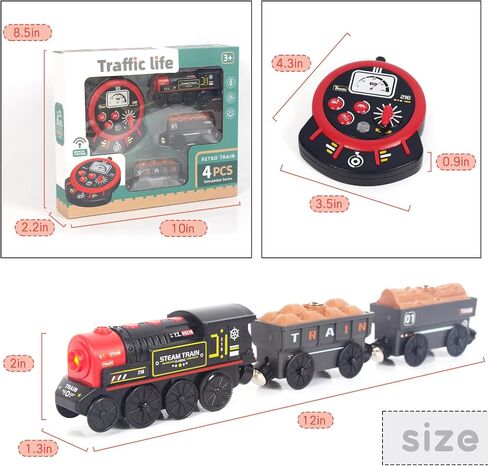 Wooden Train Set for Toddler, 40 Pcs with Wooden Tracks fits Thomas, fits Brio, fits Chuggington, fits Melissa and Doug - Expandable, Changeable Train Toy for 3 4 5 Years Old Girls & Boys in Kuwait