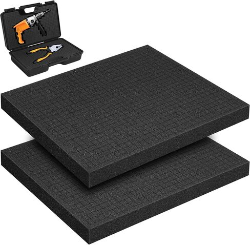 2PCS Pick and Pluck Foam 15.7 x 11.8 x 0.98in, High Density PU Customizable Foam Insert, Pick Apart Foam Insert, Pre Cubed Foam Sheet for Toolbox, Craft, Game Box in Kuwait