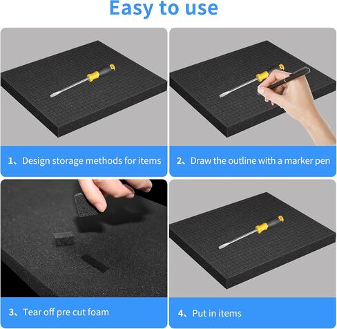 2PCS Pick and Pluck Foam 15.7 x 11.8 x 0.98in, High Density PU Customizable Foam Insert, Pick Apart Foam Insert, Pre Cubed Foam Sheet for Toolbox, Craft, Game Box in Kuwait