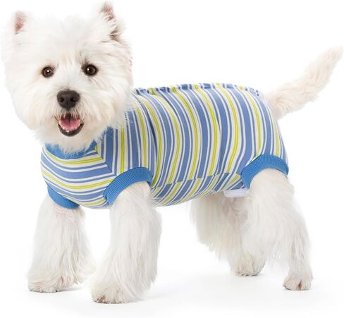 Dog Surgery Recovery Suits, Dog Recovery Suit for Male/Female, E-Collar & Cone Alternative Surgical Suit for Small and Medium Dogs After Surgery, Striped Dog Onesie Pajamas in Kuwait