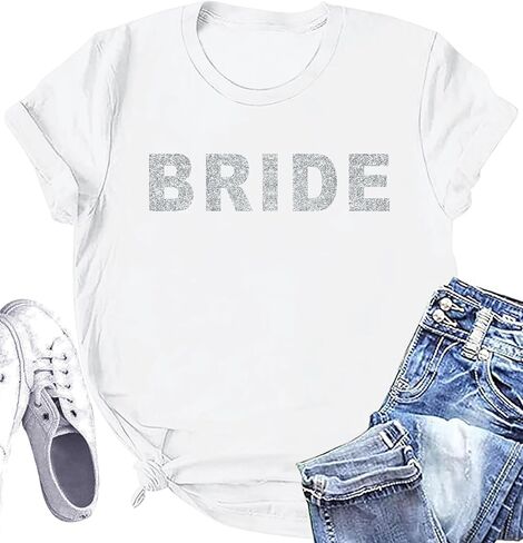 Bride Shirt for Women Engaged Shirt Bachelorette Party Shirts Bride Crew Short Sleeve Bridal Shower Tee Tops in Saudi Arabia