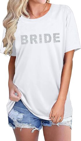 Bride Shirt for Women Engaged Shirt Bachelorette Party Shirts Bride Crew Short Sleeve Bridal Shower Tee Tops in Saudi Arabia