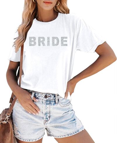 Bride Shirt for Women Engaged Shirt Bachelorette Party Shirts Bride Crew Short Sleeve Bridal Shower Tee Tops in Saudi Arabia