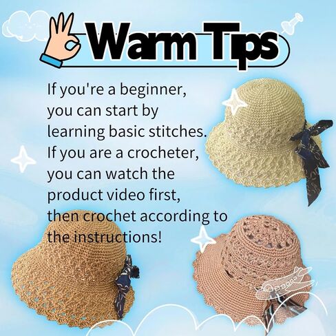 SHENJILL Crochet Kit for Beginners with Crochet Yarn Jasmine Fisherman Hat Beginner Crocheting Kit for Adults Easy Starter Yarn Kits for Crocheting Easy-to-Follow Instructions (Milk White) in Saudi Arabia