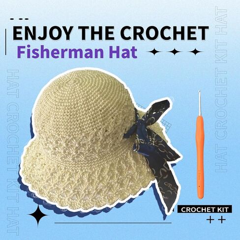 طقم الكروشيه Shenjill للمبتدئين مع خيوط الكروشيه ياسمينز الصياد القبعة الكروشيه المبتدئين للبالغين مجموعات خيوط مبتدئة سهلة للكروشيه تعليمات سهلة المتابعة (حليب أبيض) in Kuwait