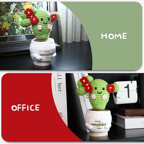 Sea Team Handmade Positive Cactus Crochet Doll with Emotional Support Card, Knitted Succulent Potted Plant, Christmas Decoration, Appreciation Gift for Coworker, Friend, Bestie, Teacher in Kuwait