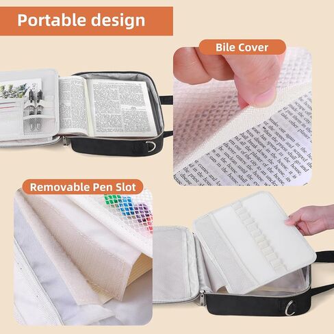 Bible Cover Case for Women, Large Girl Bible Case with Detachable Pen Slot & Shoulder Strap, Bible Carrying Case for Womens Girls Bible Study, Black in Saudi Arabia