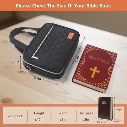 Bible Cover Case for Women, Large Girl Bible Case with Detachable Pen Slot & Shoulder Strap, Bible Carrying Case for Womens Girls Bible Study, Black in Saudi Arabia