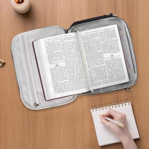 Bible Cover Case for Women, Large Girl Bible Case with Detachable Pen Slot & Shoulder Strap, Bible Carrying Case for Womens Girls Bible Study, Black in Saudi Arabia