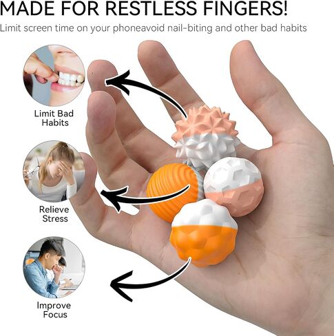 Magnetic Sensory Fidget Balls for Adults & Teens – 8PCS Silicone Textured Quiet Desk Toys for Anxiety Relief, Stress Relief Fidget Balls for Office, ADHD Focus Tools, Gifts for Coworkers or Friends in Kuwait