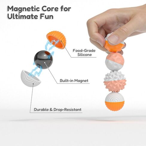 Magnetic Sensory Fidget Balls for Adults & Teens – 8PCS Silicone Textured Quiet Desk Toys for Anxiety Relief, Stress Relief Fidget Balls for Office, ADHD Focus Tools, Gifts for Coworkers or Friends in Kuwait