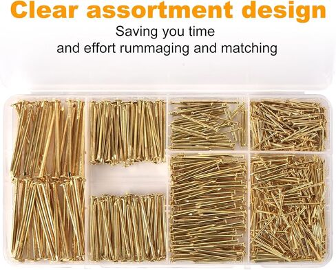 Gold Picture Hanging Nails Kit 650 Pcs - 4 Sizes Premium Galvanized Steel Wall Nails with Storage Box for Frames, Photos, Artworks in Saudi Arabia