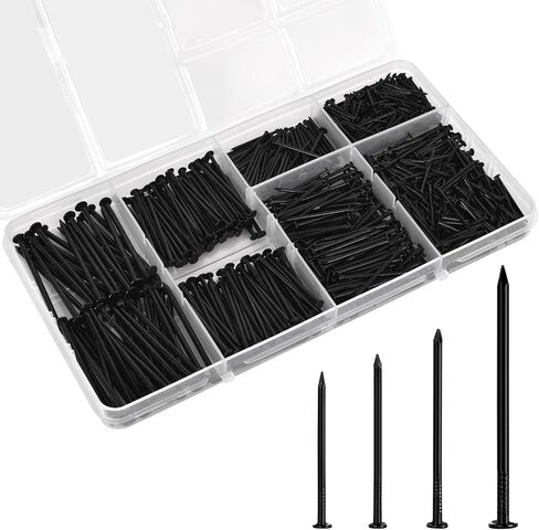 Gold Picture Hanging Nails Kit 650 Pcs - 4 Sizes Premium Galvanized Steel Wall Nails with Storage Box for Frames, Photos, Artworks in Saudi Arabia